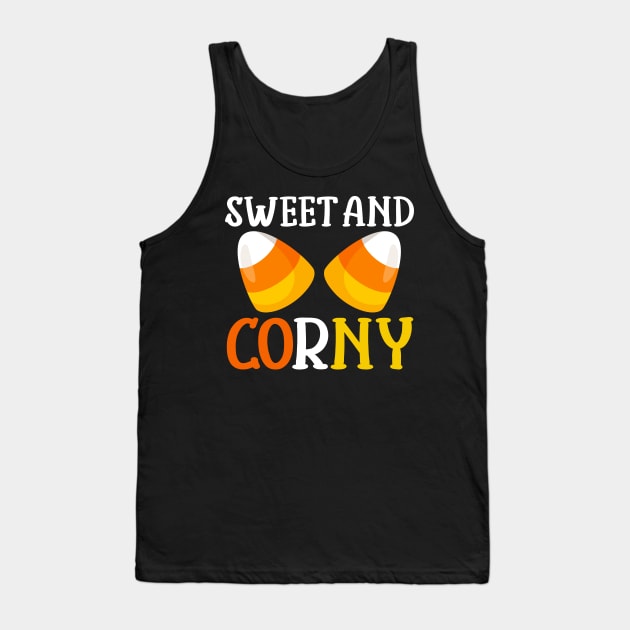 Halloween Design Candy Corn Sweet and Corny Halloween Fashion Tank Top by InnerMagic